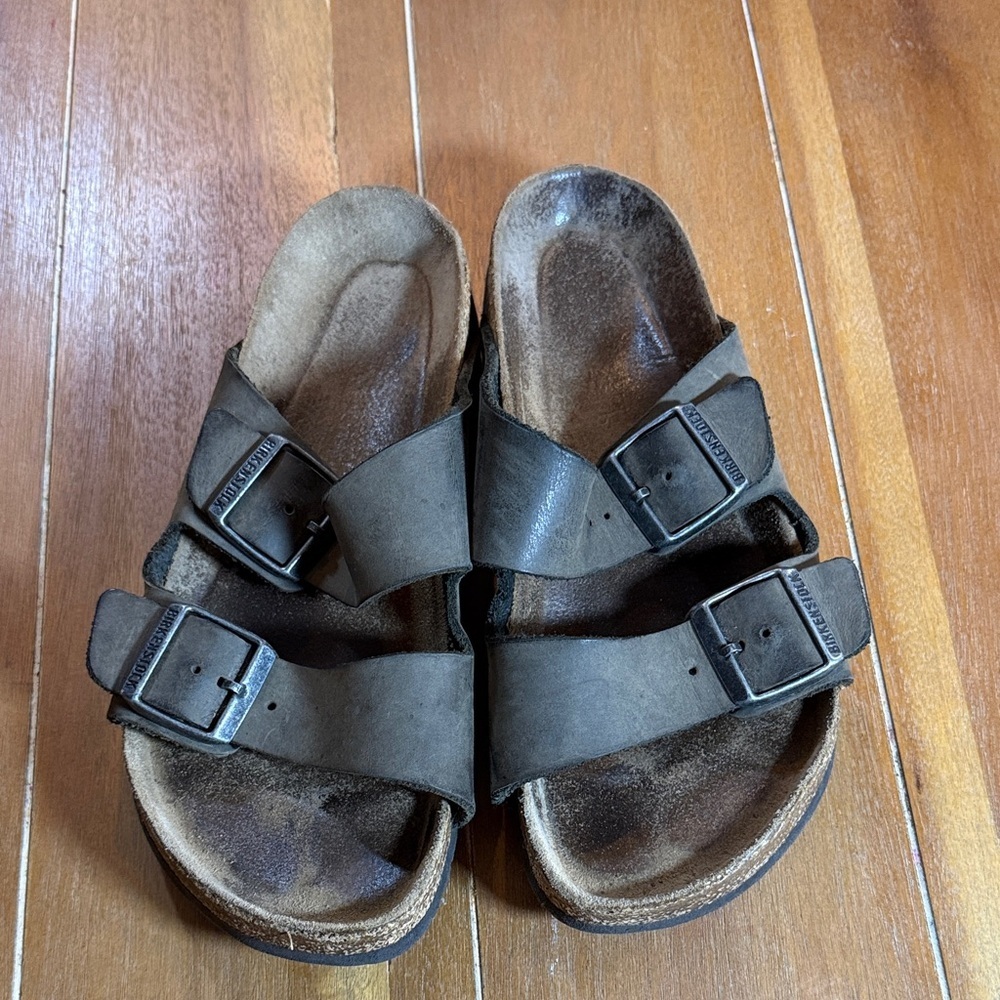 Birkenstock Women’s Size 37 Dark Brown Double Strap Sandals - Picture 4 of 7